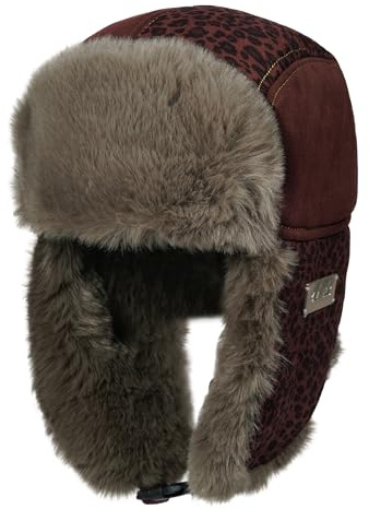 CLAPE leopardmönster pilotmössa varm vinter trapper mössa med öronlappar vindtät Ushanka rysk mössa män kvinnor skidor, PL2514-röd, one size
