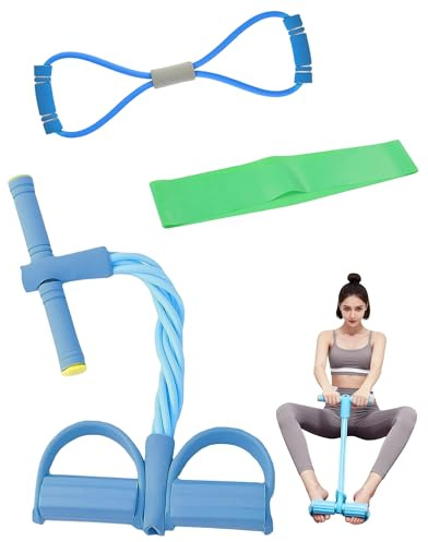 Thapncow Fitness Corda Eelastica per Pedali con Figura 8 Estrattori e Fasce Fitness, Allenatore Addominali per Vita/Bracci/Gambe