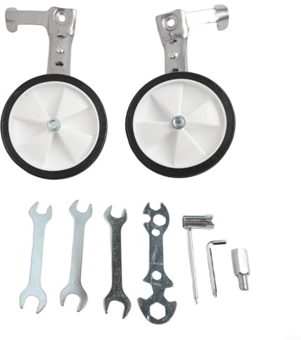 HpLive Ruote di supporto per bicicletta, ruote da allenamento per bambini, supporti per ruota posteriore regolabili, accessori per bicicletta per più biciclette a marcia, robusta struttura in acciaio