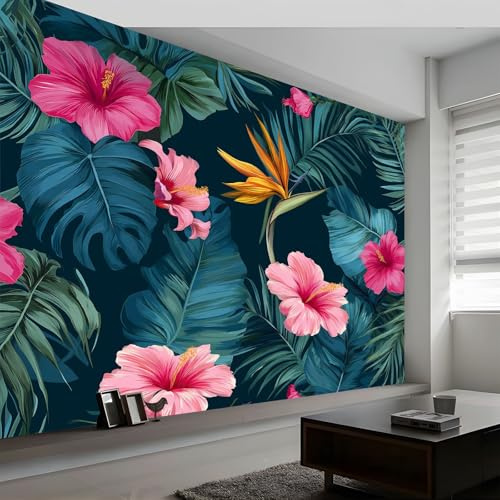 Papel Pintado Hiperrealismo 300 x 210 cm Vegetación Y Flores De Paisajes Tropicales Fotomurale 3D, Fotomurales Pared Tejido No Tejido Murales Fotográfico - Moderno Decoración De Paredes, Verde
