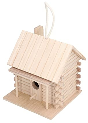 Pwshymi Nichoir à Oiseaux en Bois Suspendu, Cabane en Rondins, pour Décoration Extérieure, Utilisation dans Le Jardin, en Bois de Paulownia Durable, 17x17x18cm
