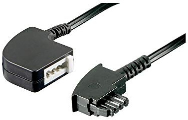 Goobay 50243 Cavo telefonico modulare connessione di telecomunicazione a 4 poli, spina TAE-F per presa TAE-F, cavo tondo da 6 m; nero