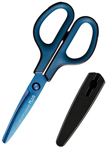 PLUS SC-175ST 34-518 Scissors Fit Cut Curve Titanium Continuous Cutting Blue