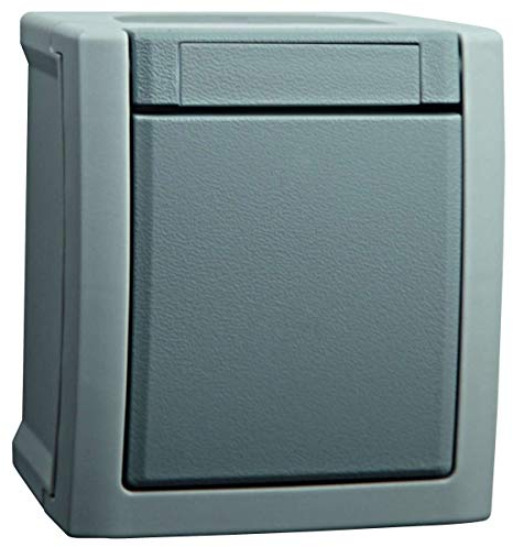 Surface-Mounted On/Off Switch Grey Suitable for Wet Rooms