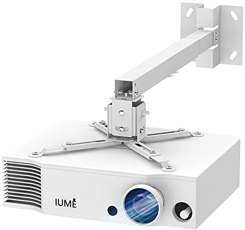 IUMÉ Supporto da parete per proiettore con montaggio universale LCD/DLP per Epson, Optoma, Benq, ViewSonic proiettori, supporto per videoproiettori, capacità di carico 20 kg, bianco