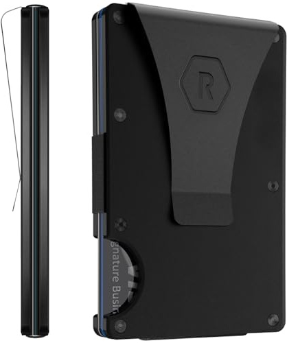The Ridge Wallet for Men - Slim Minimalist Compact Wallet and Card Holder, RFID Protected Front Pocket Wallets for Men with Integrated Money Clip (Matte Black Titanium)