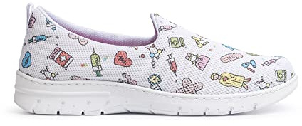 DIAN Zapatillas de Trabajo ultraligeras, antibacterianas, Antideslizantes, Ideales para Personal de Hospital, Salud, Cocina y Limpieza, Valencia Plus Estampado