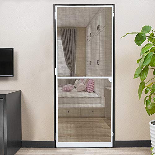 Jiubiaz Moustiquaire pour porte avec cadre en aluminium 120 x 240 cm Protection contre les insectes professionnelle avec tissu en fibre de verre