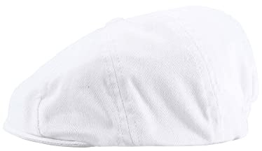 mintgreen Berretto da Ragazzo per Neonati, Cappello Piatto da Panettiere in Tweed a Spina di Pesce, Bianco Perla, 6-12 Mesi