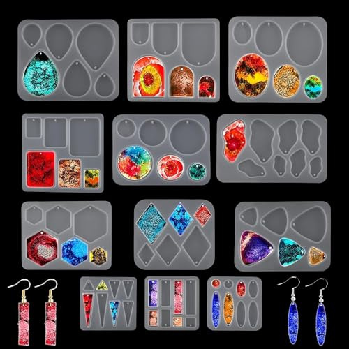 EPODA Resin Silicone Moulds, Resin Jewellery Moulds, Epoxy Resin Mold DIY Jewelry Craft Molds, Earring Resin Moulds Silicone