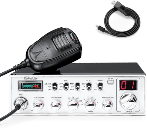 Radioddity QT40 10 Meter SSB Ham Radio, Digital Noise Reduction 40W High Power Amateur Radio with NOAA Alert, AM/FM/PA Mobile Transceiver with CTCSS/DCS, USB Programming Cable, Perfect for Truck