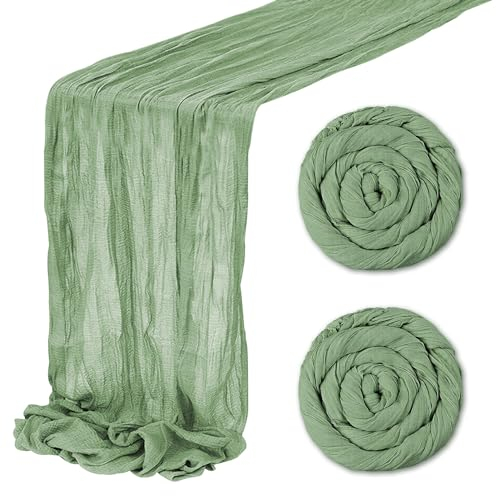 IULONEE 2 Pack Runner Moderno in Chiffon 90 x 400 cmReceiver Verde Matcha, Lavabile perTable Decorazione