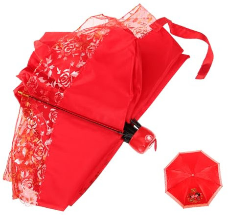 Yardenfun Hochzeitsfaltregenschirm Für Braut Und Dekoratives Accessoire Für Hochzeiten Fotografie Und Partys Leicht Und Tragbar Mit Wunderschönem Design