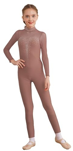 Freebily Body da Ginnastica Artistica Bambina Leotards Bodysuit Marrone 13-14 anni