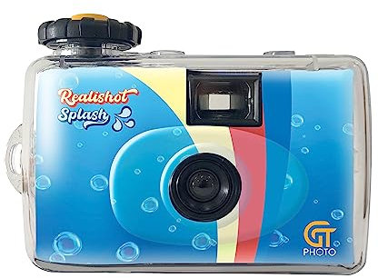 GT PHOTO GT27WP Realishot Splash - Appareil Photo Jetable Étanche 35mm, 27 Photos, 4K Ultra HD, Utilisation sous l'eau et en Extérieur - Couleur Bleu