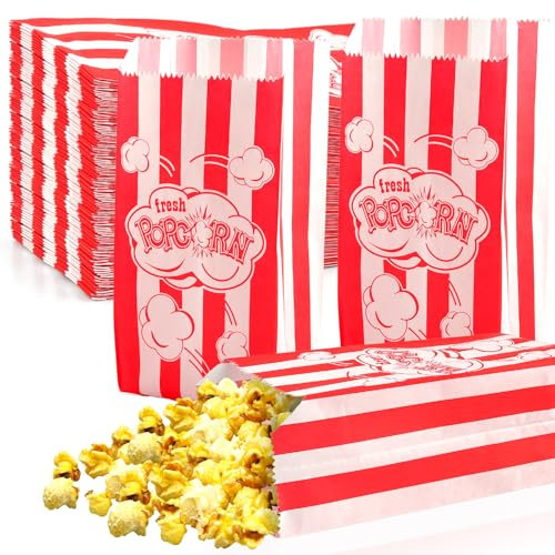 200 Pcs Petites Boite Pop Corn, Sachet Pop Corn, Sac à Pop Corn en Matériau Résistant à l'huile pour Machines à Pop Corn, Boîte à Pop corn Classique pour Party, Carnival, Cinéma (rouge200)