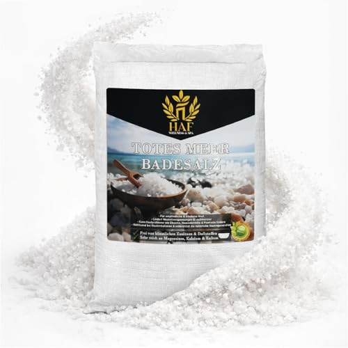 HAF – Premium döda havet badsalt från Jordanien (1 x 25 kg påse) – naturligt havssalt grovt för wellness och stressminskning – mineralsalt för bad och för kroppsvård vid atopdermatit