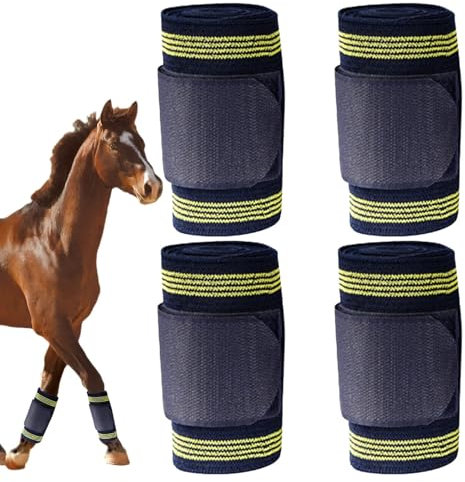 Generisch Pferdebeinbandage, 4 Stück Beinbandagen Für, Elastische Beinbandagen Pferdebeinschutz, Weiche Bandagen Pferdebeinschützer