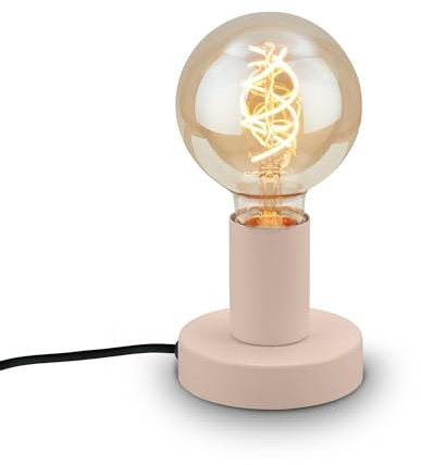 Briloner - Lampada da tavolo con interruttore a cavo, look retrò, attacco E27, lampada da comodino, lampada da scrivania, lampada da lettura, lampada comodino camera da letto, 10 x 9 cm, beige