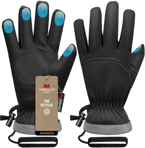 Odtmger Guanti da sci impermeabili d'inverno bambini, uomini e donne - Guanti perfetti per le condizioni climatiche fredde durante la bicicletta, la guida e la corsa.