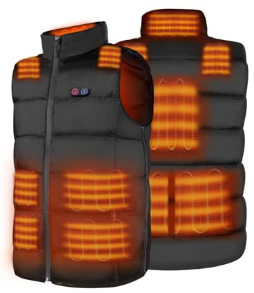 DR.PREPARE Veste Chauffante Homme Femme Gilet Chauffant avec 3 Niveaux de Chauffage, 10 Zones de Chauffage, Taille Ajustable, pour Hiver Moto Randonnée Ski, XL (Sans banque d'alimentation)
