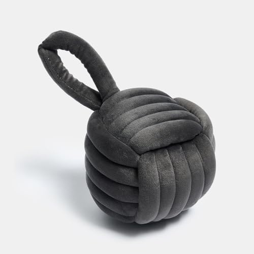 OHS Velvet Rope Door Stop, Soft Matte Velvet Fabric Weighted Door Stop with Handle Home Decorative Interior Doorstop Stopper 14cm for Doors Home Decoration - Grey