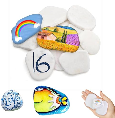 OTTOOPPXIN 20 Pezzi Sassi da Dipingere, 5 cm Pietre Piatte da Dipingere Rocce, Dipingere I Ciottoli, Pietre Piatte per Pittura per Vasi, Pittura, Acquari, Giardino, Confezione Mini, Bianco (3-8cm)