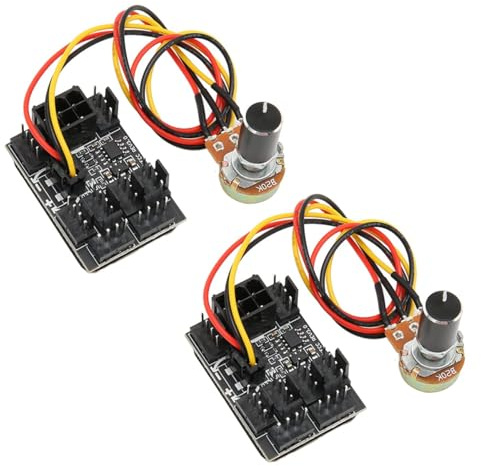 Huba 2 st PWM PC fläktnav hastighetskontroll 8 portar med potentiometer 30 cm förlängningskabel för 3-poliga 4-stiftsfläktar