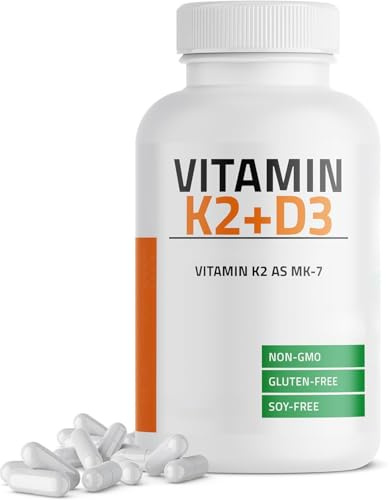 Complejo de Vitamina K2 D3, Apoyo Diario a la Salud, Sin OGM, Sin Gluten, Sin Soja, Vegano