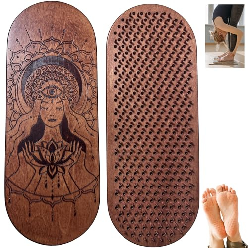 TENGRY Sadhu-bräda, specialtillverkade kopparnaglar, 10 mm (0,39 tum), lätt fotbräda, nagelbrädor i trä för fötter, akupunktur, akupressurmatta, nagelbräda, yogapresent (lotusblomma brun)