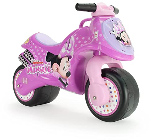 Moto Porteur Enfant 18 Mois à 3 Ans sans Pédales Bebe - Neox Minnie Mouse Licence Disney Stable + Ergonomique Moto Draisiènne pour Fille 2 Ans Roues Larges + Transport Facile + Style Course | INJUSA