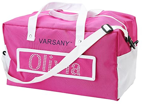Varsany Pink Crystal Personalised Gymnastic Bag Kids - Gym, Dance, School, Gymnastics Bag for Kids & Ladies – Children’s Travel Bag for Holding Gymnastic Shorts, Cardigan, Leotard, Dance Shoes