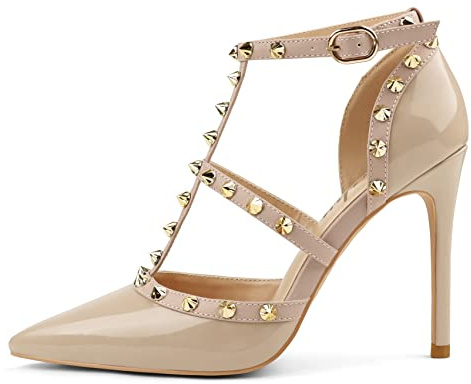 EITHY Damen Slingbacks Mid High Heels Spitz Zehen Schnalle Sommerschuhe Party Alltag Abend Sandalen, Aprikose, 42.5 EU