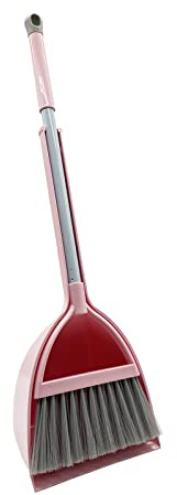 BSMstone Kids Broom and Dustpan Set-Mini Dustpan and Broom for Children Housekeeping Pretend Play Cleaning Tools Set (Pink)