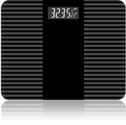 FISHTEC Pèse Personne avec Fonction Vocale Française et Ecran LCD - Balance Numérique en Verre Trempé Revêtement Antidérapant Poids Max 180 Kg Allumage Automatique Idéal pour Mal Voyante