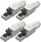 LEENUE netzwerkstecker cat7 werkzeuglos, Vergoldet RJ45 Stecker Werkzeuglos POE für Cat7 Cat6A Verlegekabel, lan stecker cat 7 werkzeuglos 10 Gbit/s 600 MHz, Geschirmt, Wiederverwendbar, 4 Stück