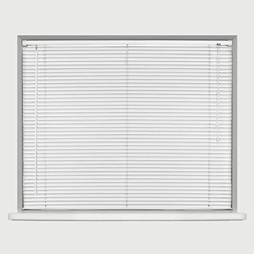 My Home Store PVC Window Venetian Blind Trimmable Easy Fit Windows Treatment Shutters Twist Open Close Fittings Blinds For Office Kitchen Home (120cm width x 150cm drop, White PVC Blind)