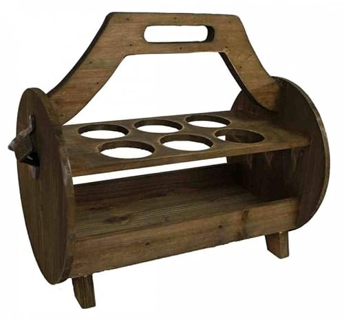 L'Héritier Du Temps Porte ou Range Bouteille Bière avec Anse 6 Cases Casier de Rangement en Bois et Décapsuleur 22,5x32x35cm