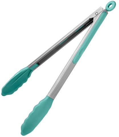 U-Taste 315 ℃ Värmebeständig Kökstång, Koktång i Silikon (30 cm, Kricka) | Med Fast Förseglade Nonstick Silikonspetsar & Silikonbelagda 18/8 Handtag i Rostfritt Stål & Smidig Låsning för Servering
