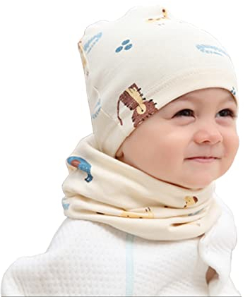 MAKFORT Loop Kinder Mit Beanie Mütze Kinder Baumwoll Schals Baby Schals Winter Loop Schal Junge Und Mädchen