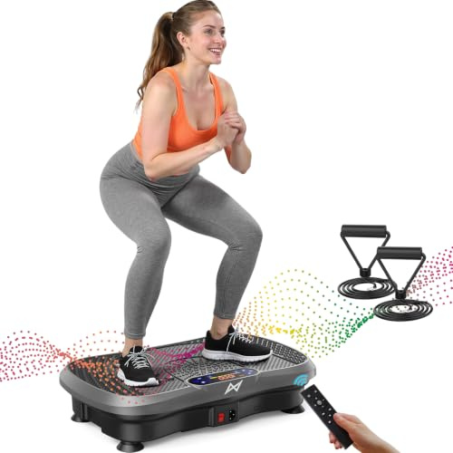 AXV Vibration Plate Fitness Platform Exercise Machine Vibrating Shaking Full Body Shaker Workout Vibrate Stand Shake Board Sport Gym for Weight Loss Fat Burner for Women Men(Slim-BT.Gray)