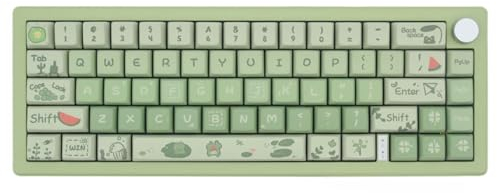 Cmokifuly Green Frog Cute Keycaps, MDA Profile PBT Keycaps with 148 Keys, Dye-Sub for ANSI & Extra Enter