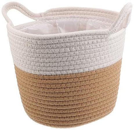 Yardwe Cesta Tejida De Algodón para Plantas y Maceteros Base Estable Duradera y Decorativa para Hogar Sala y Oficina Cesta Pequeña para Almacenamiento y Decoración Natural