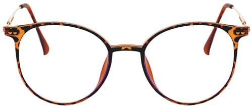 KAEOISFU Superleicht Oval Rahmen Lesebrille Damen Herren 1,5, Runden Blaulichtfilter Computerbrille Lesebrillen, Retro-Runde Computer Lesebrillen mit Sehstärke