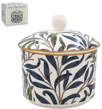Lesser & Pavey William Morris Sucrier en céramique avec couvercles Design britannique en forme de branche de saule avec couvercle Design britannique