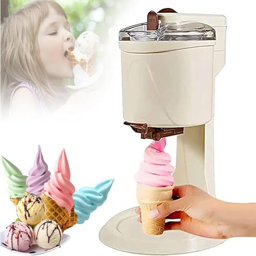 RayGenius Soft Serve MáQuina De Helados, Hogar DIY Cocina AutomáTica Mini Fruta Soft Serve MáQuina De Helados, Saludable, Simple OperacióN De Un Empuje