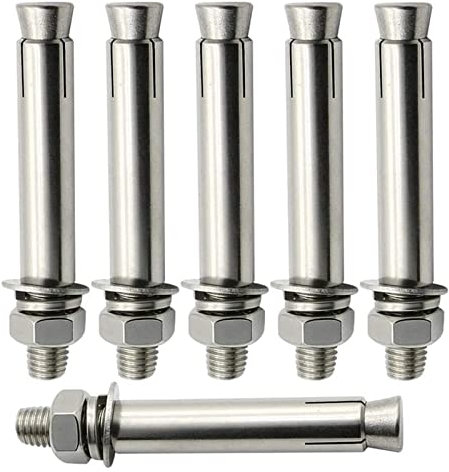 Expansionsskruvbultar,Ankarbultar,6 delar Expansionsskruvbultar M6-304 Rostfritt stål Extern sexkantsmutter Expansionshylsa Ankarbult Heavy Duty fixeringsankare(M6*50)