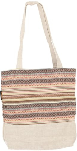 GURU SHOP Ethno Shopper Tasche, Stabile Einkaufstasche, Strandtasche, Yogatasche - Natur, Unisex - Erwachsene, 36x34x10 cm