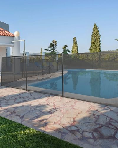 GraveeLife 4 ft x 12 ft Fence for Inground and Above Ground Pool, Mesh Pool Safety Fence with Stainless Steel Feet Outdoor Swimming Backyard Garden Pool Fencing, Black