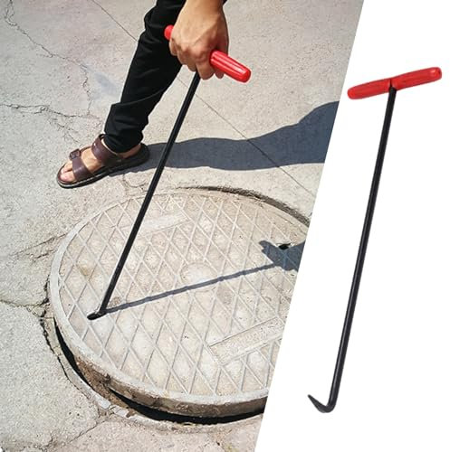 Gancio sollevatore a T con manico a T, strumento di sollevamento in acciaio resistente per idraulici, barra di leva efficiente per scarico tempesta e manutenzione della copertura